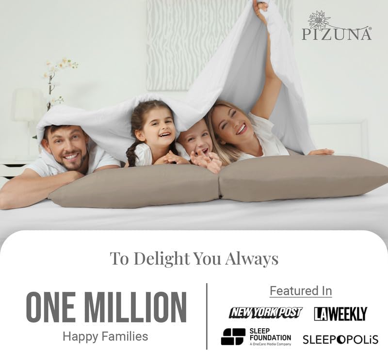 Pizuna 100% Cotton Queen Size Envelope Pillow Cases 600 TC Simply Taupe - Image 4