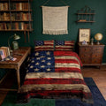 Castle Fairy American Flag Comforter Set Queen Size for Children Gift, Wooden Planks Painted as USA Flag Patriotic Country Style, Room Decorative Quilt Set with 2 Pillowcases, Ultra Soft by CastleFairy