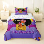 Erosebridal Black Girls Toddler Comforter Set African Princess Bedding Set Dreamy Rainbow Magical Comforter Cute Little Princess Bed Sets for Kids Melanin Bedroom Decor (1 Comforter, 1 Pillowcase) by Erosebridal
