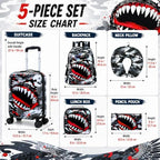5PCS Kids Luggage Boys Suitcase Set, 16" Hardside Carry-on Shark - Image 5