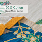 Boho Throw Blanket, 100% Soft Cotton Floral Quilt, King 90"x 98" - Image 3