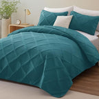 Exclusivo Mezcla 3-Piece Soft Quilt King Size Bedding Set, Teal - Image 2