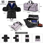 Travel Garment Bag Suit Bags for Men with Shoulder Strap & Shoes Compartment, Water Resistant Carry On Garment Duffle Bag - 2 in 1 Hanging Suit Garment Bags for Travel, Grey - Image 2