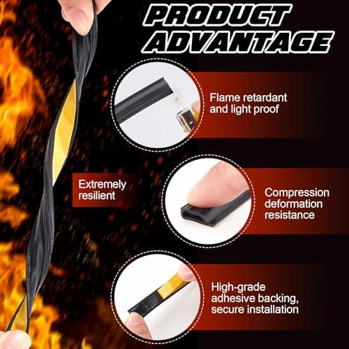 2 Rolls Fire/Smoke Gasket Seal with Groove, 0.5" W X 0.25" H X 20' L, Black - Image 3