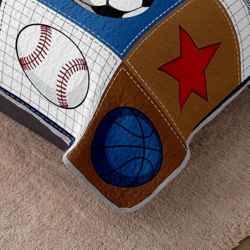 HOSIMA Kids Ball Patchwork Quilt Bedding Set Queen Size with 2 Pillowcases. - Image 4