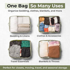 Soft Canvas Storage Bags with Zipper. Thick Breathable, 2pc King/Queen Comforter Organizer. Four Carrying Handles and Window. Large 25x19x9in Bag for Sheets Blankets Bedding Pillows, Clothes (Green) - Image 7
