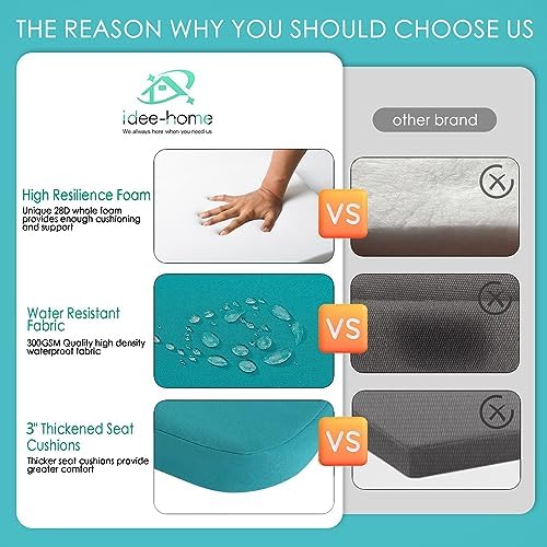 idee-home Outdoor Chair Cushions Set of 4, 19" x 19" D-Shaped - Image 3
