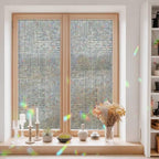 Window Privacy Film Static Cling, Black Modern Striped Decorative Stained Glass Window Film for Sliding Patio Doors/Living Room Glass Doors, Grid Line Blocks Farmhouse 29.5 x 78.7 Inches - Image 3
