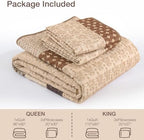WONGS BEDDING Boho Queen Size Quilt Set, Brown Striped Bedspread - Image 7