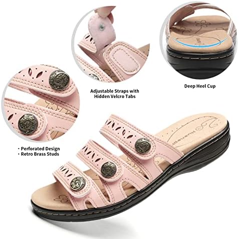 Women's Comfort Leather Slides Lightweight Flat Sandals Cute Slip On Casual Walking Slippers - Image 3
