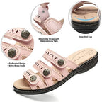 Women's Comfort Leather Slides Lightweight Flat Sandals Cute Slip On Casual Walking Slippers - Image 3