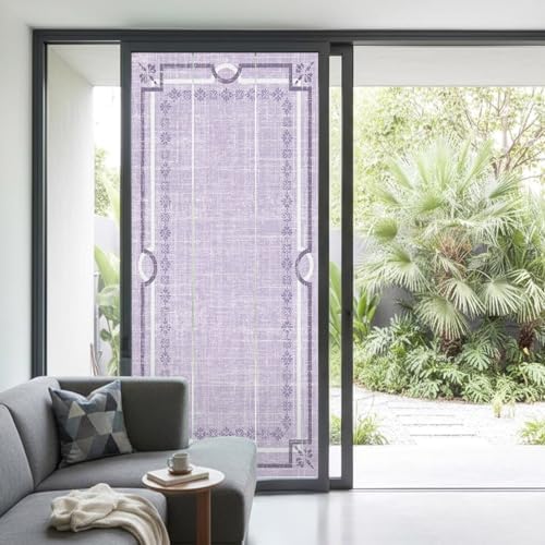 Window Privacy Film Frosted, Lavender Purple Botanical Non-Adhesive Static Cling Window Tint, Vintage Florals Geometric Minimalist Insulated Windows Frosted Films for Living Room, 35.4 x 78.7 Inches - Image 2