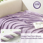 EMME Muslin Cotton Blanket Adults Heather Lavender Throw XL 50"x70" - Image 2