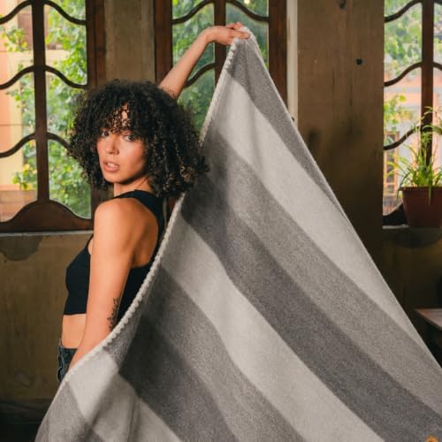ALPAKITAS Alpaca Wool Blanket – Queen Size, 87 x 64 Inches – Warm & Lightweight – Couch, Bed, or Outdoor Blanket – Gray - Image 2