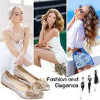 KUNWFNIX Women Ballet Flats Rhinestone Wedding Ballerina Shoes Foldable Sparkly Comfort Slip on Flat Shoes - Image 5
