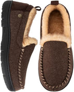 HomeTop Men's Moccasin Slippers Memory Foam Warm Fleece Indoor Outdoor by HomeTop