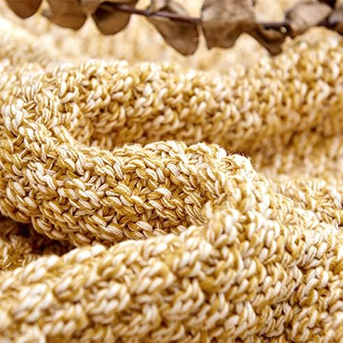 Longhui bedding 100% Cotton Knitted Throw Blanket – Mustard Yellow, Soft & Cozy, Machine Washable, 51"x63" – Perfect for Living Room, Couch, Sofa, Bed or Travel - Image 3