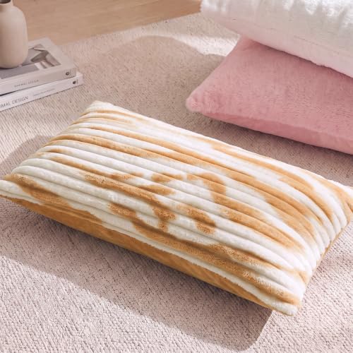Bedorm Faux Fur Pillowcases Set of 2 King Size Plush Fluffy Pillow Cover Ivory, Zipper Closure - Image 6