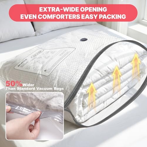 IDEATECH 6Pack Vacuum Storage Bags with Electric Pump, Jumbo Vacuum Seal Bags for Clothing, Bedding & Blankets, Heavy Duty Compression Space Saver with Airtight Seal, Small Space Storage Pack-3L+3XL - Image 3