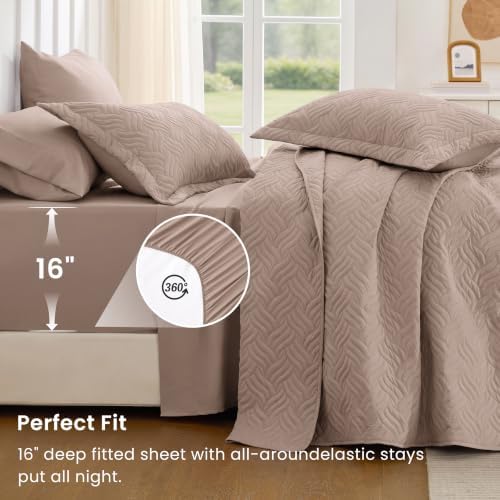 Love's cabin Quilts for Queen Bedspreads, 7 Pieces Bed in a Bag, Burlwood - Image 4