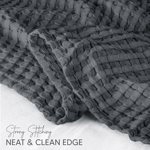 Utopia Bedding 100% Cotton Waffle Blanket Twin Size Charcoal, 90x72 Inch - Image 3