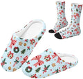 Jeiento Winter Fuzzy Slipper and Crew Socks Warm Winter Shoes Lightweight Soft Cushion House Slipper Bedroom Shoes by Jeiento