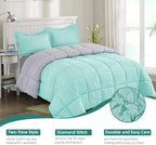 HOMME Queen Size 3 Pieces All Season Soft Comfortable Down Alternative Reversible Quilted Oversize Comforter Set School Dorm, Machine Washable - Image 2