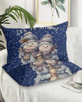 Navy Blue Snowman Christmas King Pillow Cases Set of 2, Xmas Winter Snowflake Microfiber Bed Throw Pillow Covers, Christmas Decorative Lumbar Pillow Cover with Envelope Closure for Sofa/Travel 20"x36" by DecorLovee