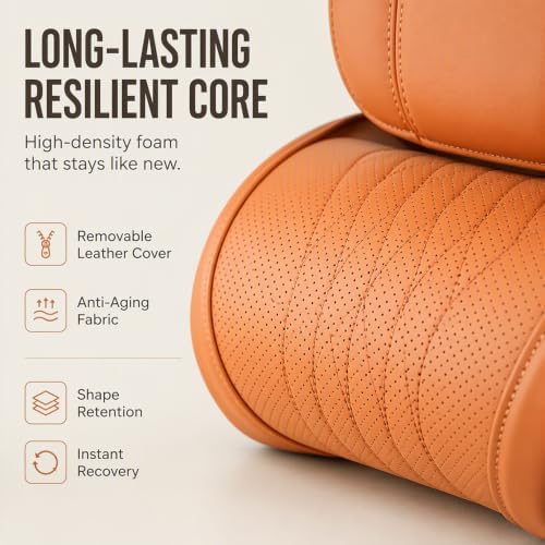 Memory Foam Car Neck Pillow for SUV, Home & Office Chair, Orange, 1 pack - Image 4