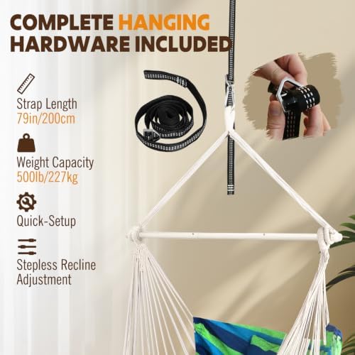 Chihee Hammock Chair Foot Rest 2 Cushions Max 500 lb Metal Spreader Bar - Image 5