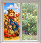 Window Privacy Film Frosted, Fall Non-Adhesive Static Cling Window Tint, Thanksgiving Harvest Country Pumpkins Maple Leaves Insulated Windows Frosted Films for Living Room, 35.4 x 78.7 Inches by Unknown