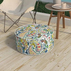 Outdoor Patio Inflatable Ottoman, 21x9 Inch Portable Stool Ottoman with Handle, Round Footrest Stool for Home Garden Camping, Paradise Paisley by MelodyElephant