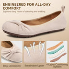 Ecetana Comfortable Ballet Flats for Women: Lightweight Cushioned Foldable Slip-On Work Shoes with Memory Foam - All Day Walking Comfort - Dressy Flats for Office Business - Image 4