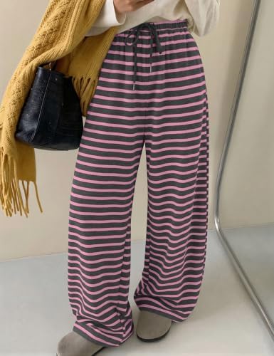 TARSE Women's Striped Barrel Pants Wide Leg Lounge Pants - Image 2