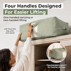 Soft Canvas Storage Bags with Zipper. Thick Breathable, 2pc King/Queen Comforter Organizer. Four Carrying Handles and Window. Large 25x19x9in Bag for Sheets Blankets Bedding Pillows, Clothes (Green) - Image 4