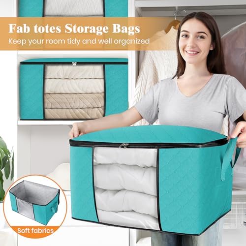 Fab totes 4 Pack Storage Bags for Clothes Blanket Storage Bins with Lids - Image 5