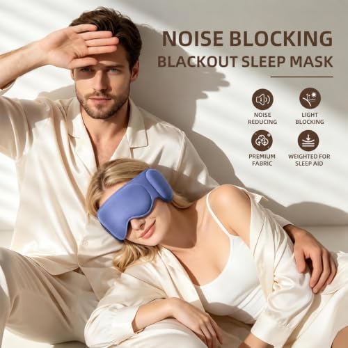 CLOZIA Weighted Sleep Mask, Eye Mask with Sleep Ear Muffs, Deep 3D Cups - Image 2