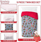 Strawberry Shortcake Twin Comforter Set 5 Piece Kids Bedding, Blue - Image 3