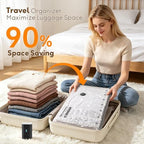 Vacuum Storage Bags 12Pack S-L, Reusable Compression Bags with Upgraded Electric Pump, 90% More Space Saving, Moisture Dust Proof for Travel Home Closet Bedding Clothes Storage - Image 3