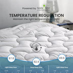 SLEEP ZONE Cooling Twin Mattress Topper for Single Bed, Premium Zoned Quilted Mattress Pad, Fitted Mattress Protector Cover, Machine Wash Durable, Deep Pocket 8-21 inch, Silver Grey, Twin - Image 2