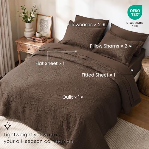 Love's cabin Quilts for Queen Bedspreads, 7 Pieces Bed in a Bag, Brown - Image 2