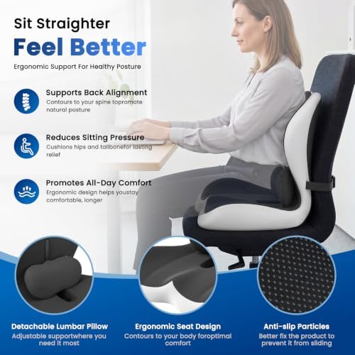 Large Car Seat Cushion with Lumbar Support Pillow for Long Sitting - Image 4