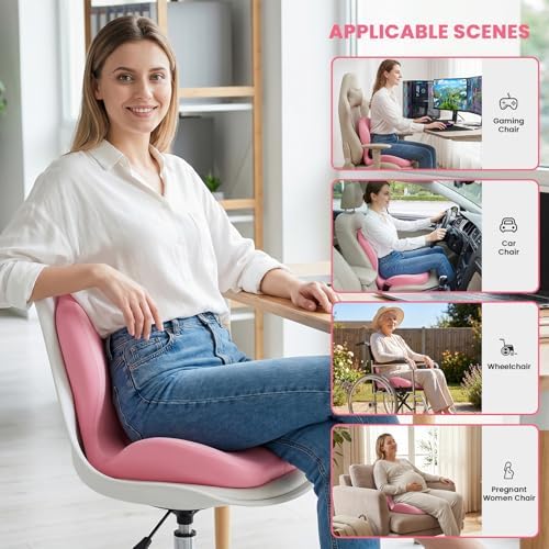 Ergonomic Seat Cushion for Office Chairs Lumbar Support Pillow, Pink - Image 6