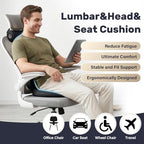Coverado Seat Cushion and Lumbar Support Pillow for Driving Seat, Neck Headrest Pillow with Adjustable Strap, Soft and Breathable PU Leather, High Density Memory Foam for Neck & Lower Back Pain Relief - Image 5