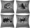 Feelyou Bear Rustic Throw Pillow Covers Soft 16" x 16" by Feelyou