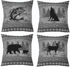 Feelyou Bear Rustic Throw Pillow Covers Soft 16" x 16" by Feelyou
