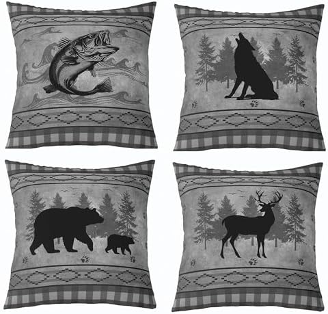 Feelyou Bear Rustic Throw Pillow Covers Soft 16" x 16" by Feelyou
