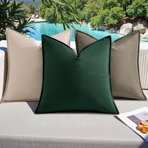 decorUhome Outdoor Waterproof Faux Linen Throw Pillow Covers 24x24 Set of 2 - Image 5
