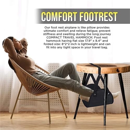 Airplane Foot Hammock 6Pcs Office Pain Relief Foot Hammock Travel Foam Flight Airplane Carry-on Adjustable Pillows Portable Footrest Leg Folding - Image 3