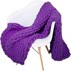 Chunky Knit Throw Blanket Chenille Yarn Soft Cozy Bulky Knitted Blanket for Sofa Bed Chair Large Hand Made Boho Home Decor Purple 48x70 by Unknown